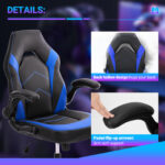 PU Leather Ergonomic Office Chair Swivel Computer Gaming Chair With Lumbar Support – Image 8