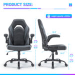 PU Leather Ergonomic Office Chair Swivel Computer Gaming Chair With Lumbar Support – Image 3