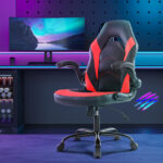 PU Leather Ergonomic Office Chair Swivel Computer Gaming Chair With Lumbar Support – Image 10