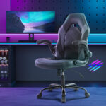 PU Leather Ergonomic Office Chair Swivel Computer Gaming Chair With Lumbar Support – Image 9